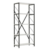 Etajera cu 5 rafturi , metal si pal, alb-negru, 160x73x36 cm